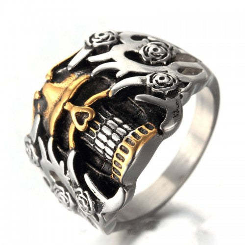 Men's Titanium Steel Ring Vintage Skull Punk  Finger Ring-xinru