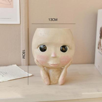 Face Flower Pot Head Planter Pot Succulent Planter Resin Decor-xinru
