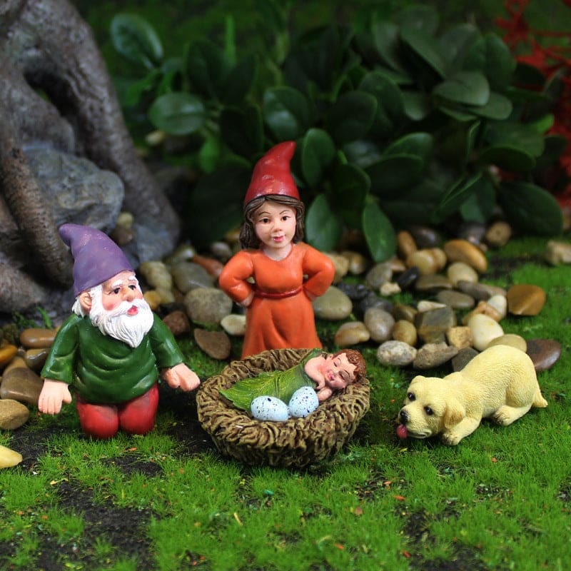 Garden Miniature Landscape Gnome Family Statue-xinru