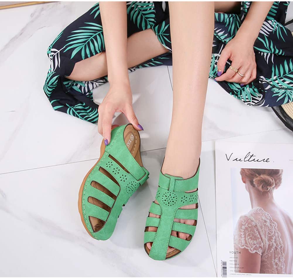 Hollow Out Closed Toe Wedges Backless Sandals-xinru shop