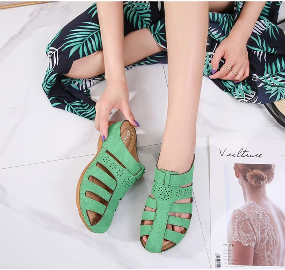 Hollow Out Closed Toe Wedges Backless Sandals-xinru shop