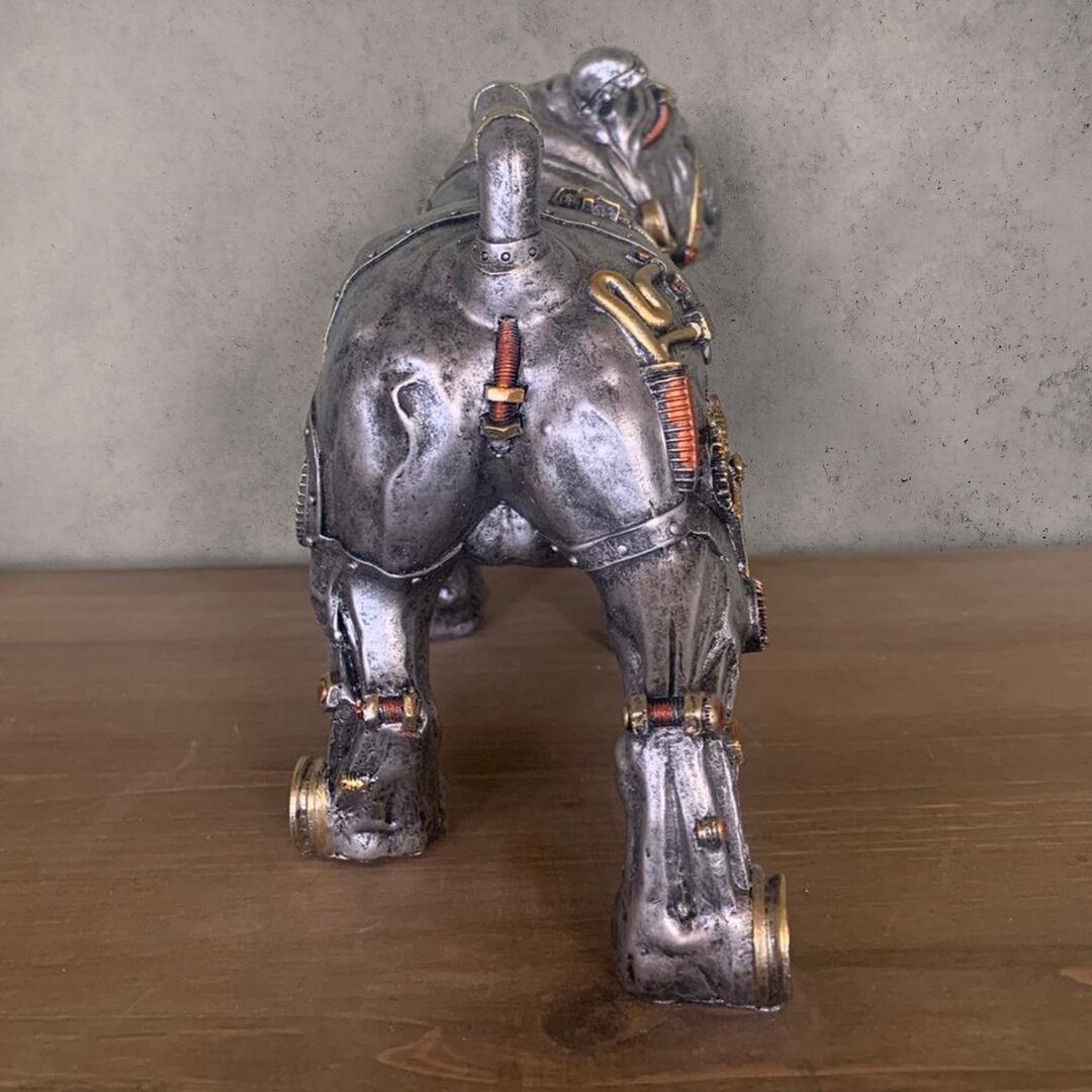 Steampunk Mechanical Dog Statue Bulldog Sculpture Resin Ornaments-xinru