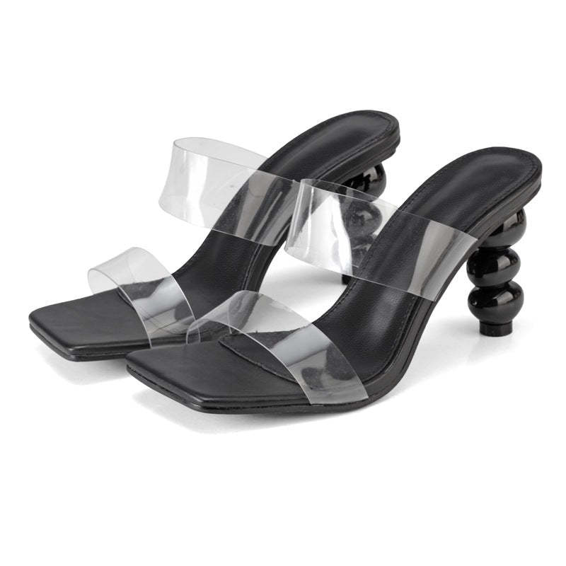 Women Special Gourd Shoes High Heel Transparent Sandal-xinru