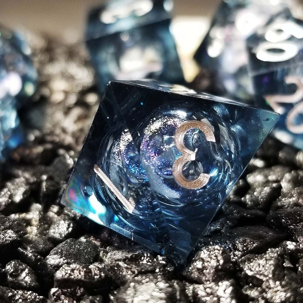 Winter Souls Liquid Core Sharp Edge Resin Polyhedral Dice Set-xinru