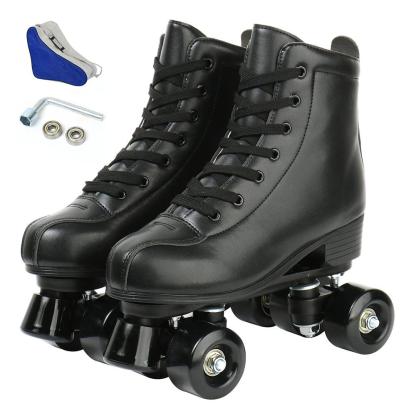 2021 Women Men PU Leather Roller Skates Skating Shoes Sliding Quad Sneakers Outdoor Beginner 2 Row 4 Wheels-xinru shop