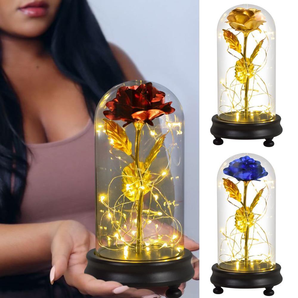 Colorful LED Crystal Glass Rose Lantern-xinru