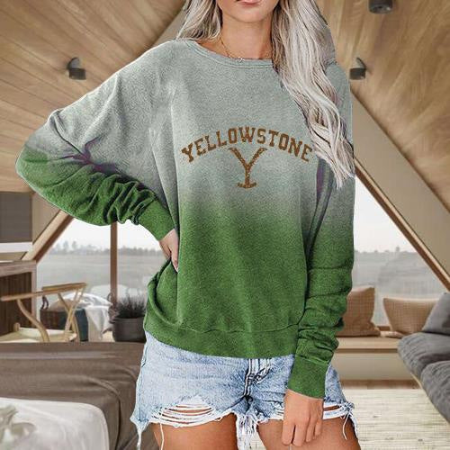 Yellowstone YS Print Gradient Patchwork Sweatshirt Beth Dutton Ranch Yellowstone Cowboy Sweatshirt-xinru shop