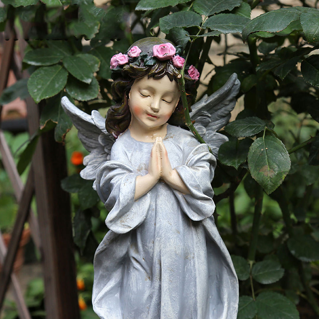 Angel Sculptures Eye-catching Anti-deform Resin Fairy Tale Praying Statue Ornament-xinru