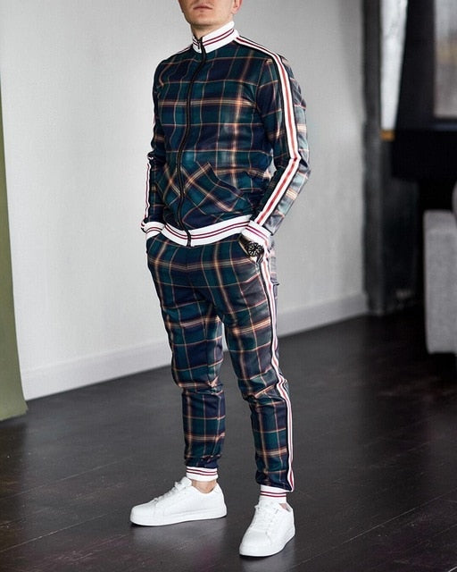 Stylish Guardsmen Matching Plaid Set Track Suits-xinru