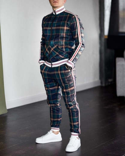 Stylish Guardsmen Matching Plaid Set Track Suits-xinru