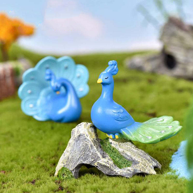 Mini Animals Craft Garden Micro Landscape Decor DIY Peacock Ornament Figurine-xinru
