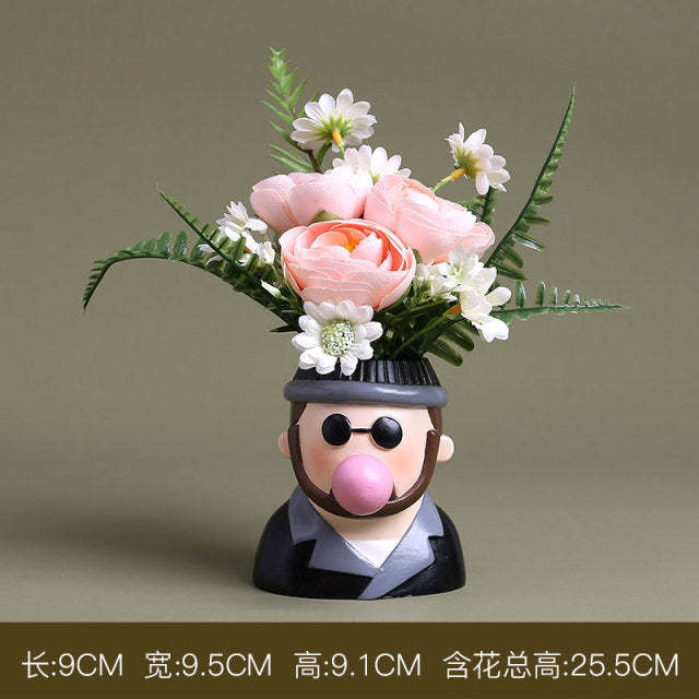 Creative Interesting Cartoon Animal Head Flowers Plant Pot-xinru
