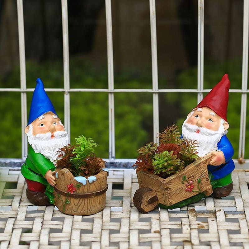 Garden Working Gnome Statue Flower Pot-xinru