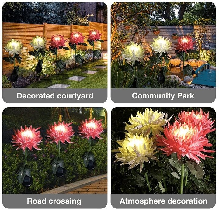 Solar Garden Chrysanthemum Flower Pile Lamp Outdoor Decoration-xinru