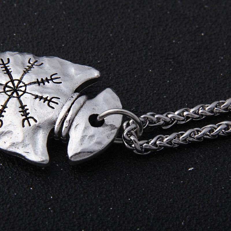 Nordic Viking Spear Pendant Necklace 閳ユガelm of Awe閳?Arrowhead Vegvisir Jewelry-xinru