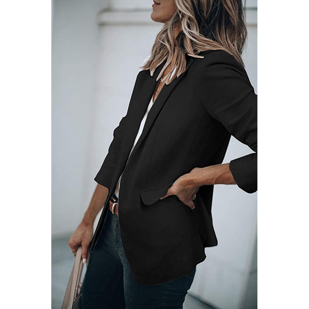 Ladies Casual Office Cardigan Long Sleeve Blazer-xinru