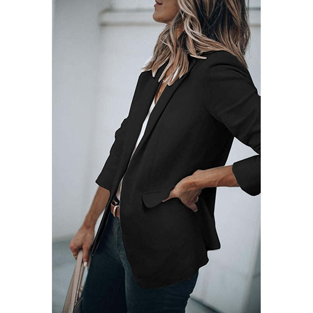 Ladies Casual Office Cardigan Long Sleeve Blazer-xinru
