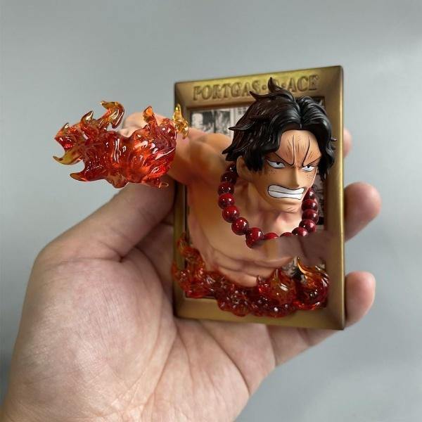 One Piece Anime Action Figure Ace Photo Frame Creative PVC Statue Gift-xinru