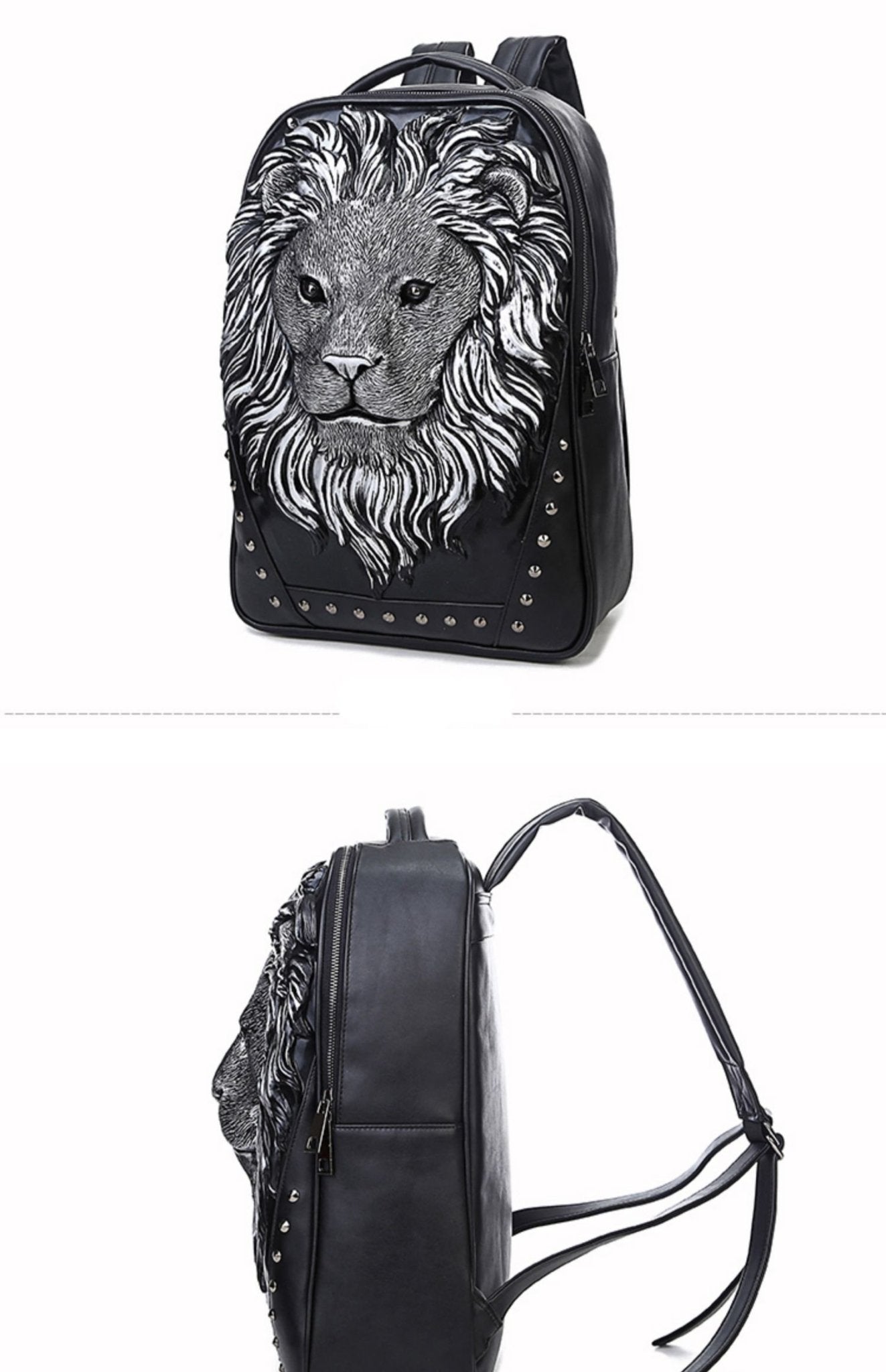 3D Lion King of the Jungle Leather Backpack-xinru shop