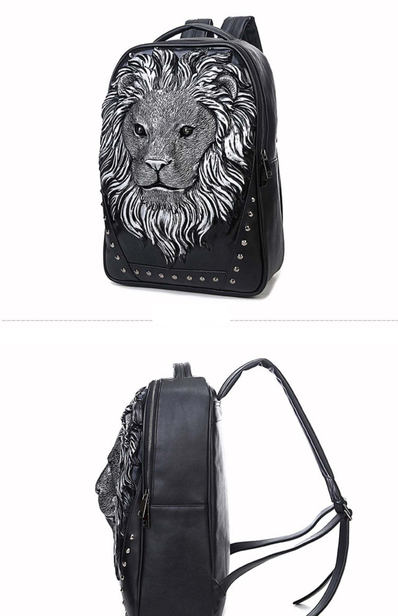 3D Lion King of the Jungle Leather Backpack-xinru shop