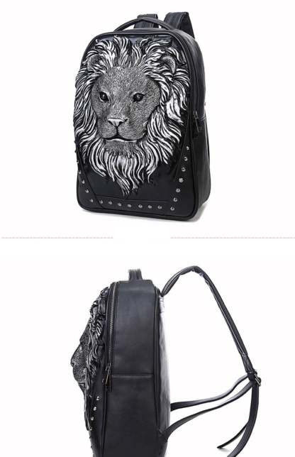 3D Lion King of the Jungle Leather Backpack-xinru shop