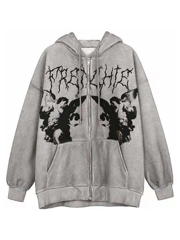 Women Stylish Loose Grunge Jacket Hoodie Pastel Goth Clothing-xinru