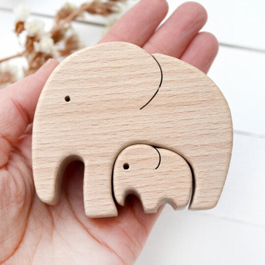 Mother's Day GiftElephant Mother And Child Wooden Ornament-xinru