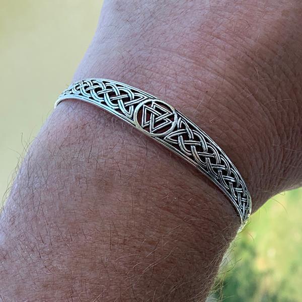 Valknut Bangle - Sterling Silver-xinru shop