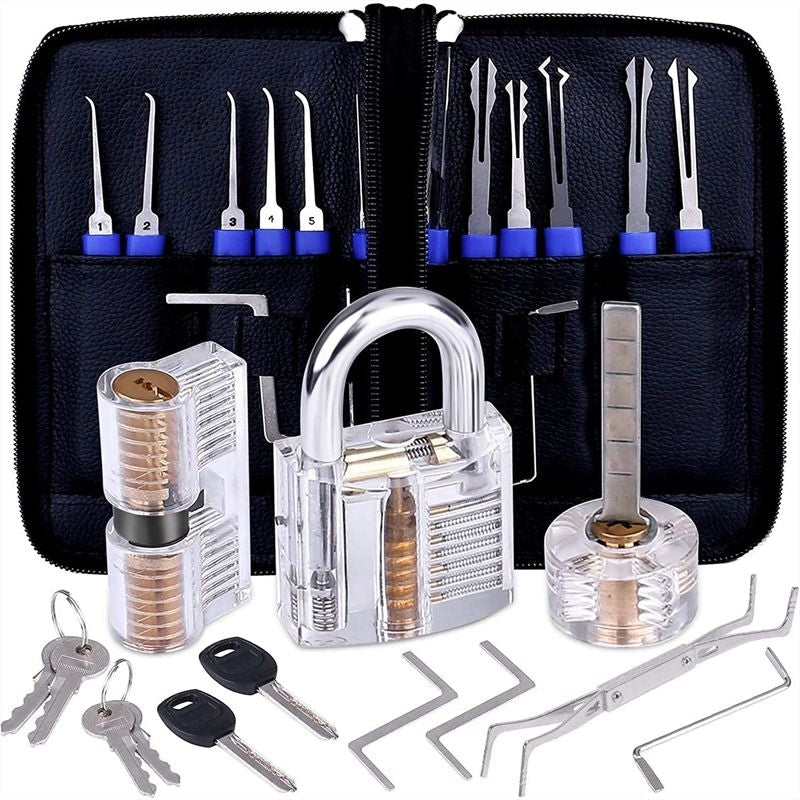 Lock Picking Set Kit Tool With Transparent Practice Training Padlock Lock For Locksmith Beginners And Professional-xinru shop