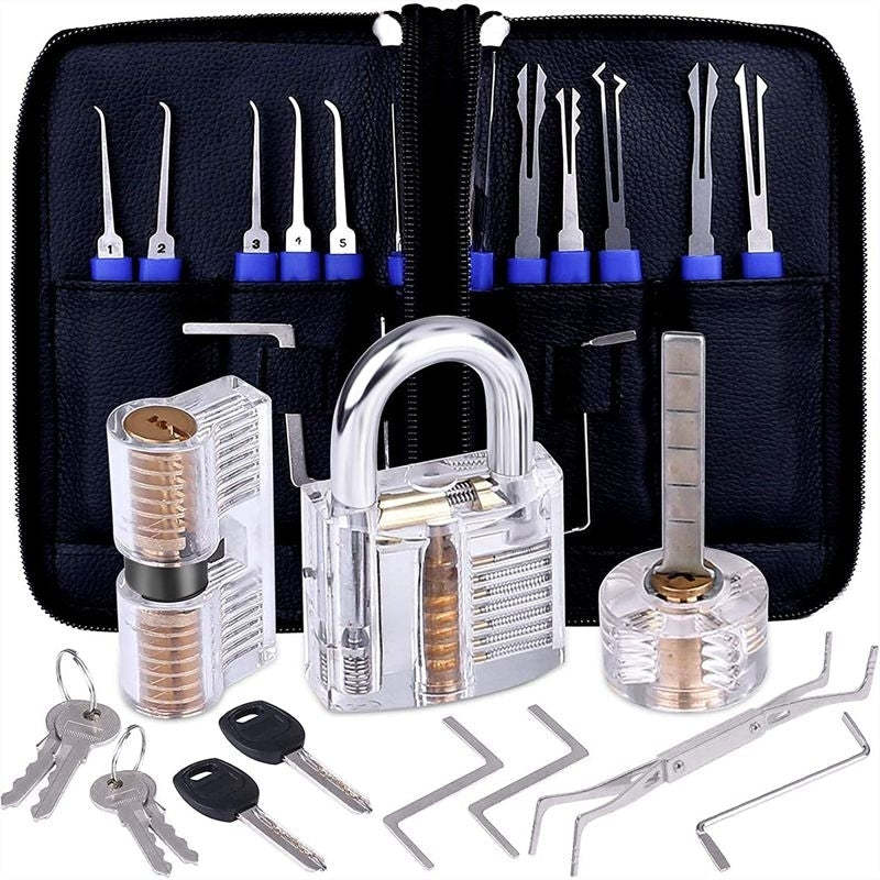 Lock Picking Set Kit Tool With Transparent Practice Training Padlock Lock For Locksmith Beginners And Professional-xinru shop