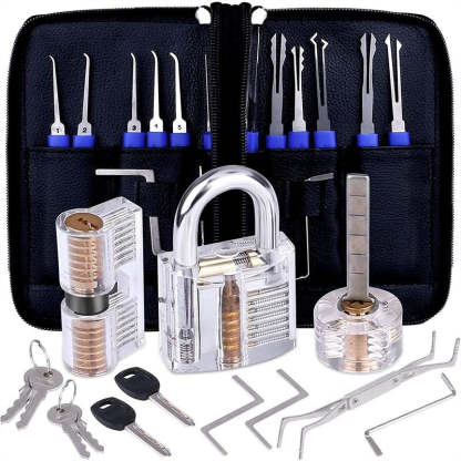 Lock Picking Set Kit Tool With Transparent Practice Training Padlock Lock For Locksmith Beginners And Professional-xinru shop
