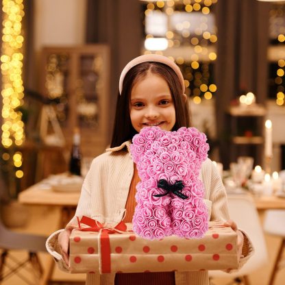 Mother's Day Gift Rose Bear With Light String Necklace Balloon Card Box-xinru