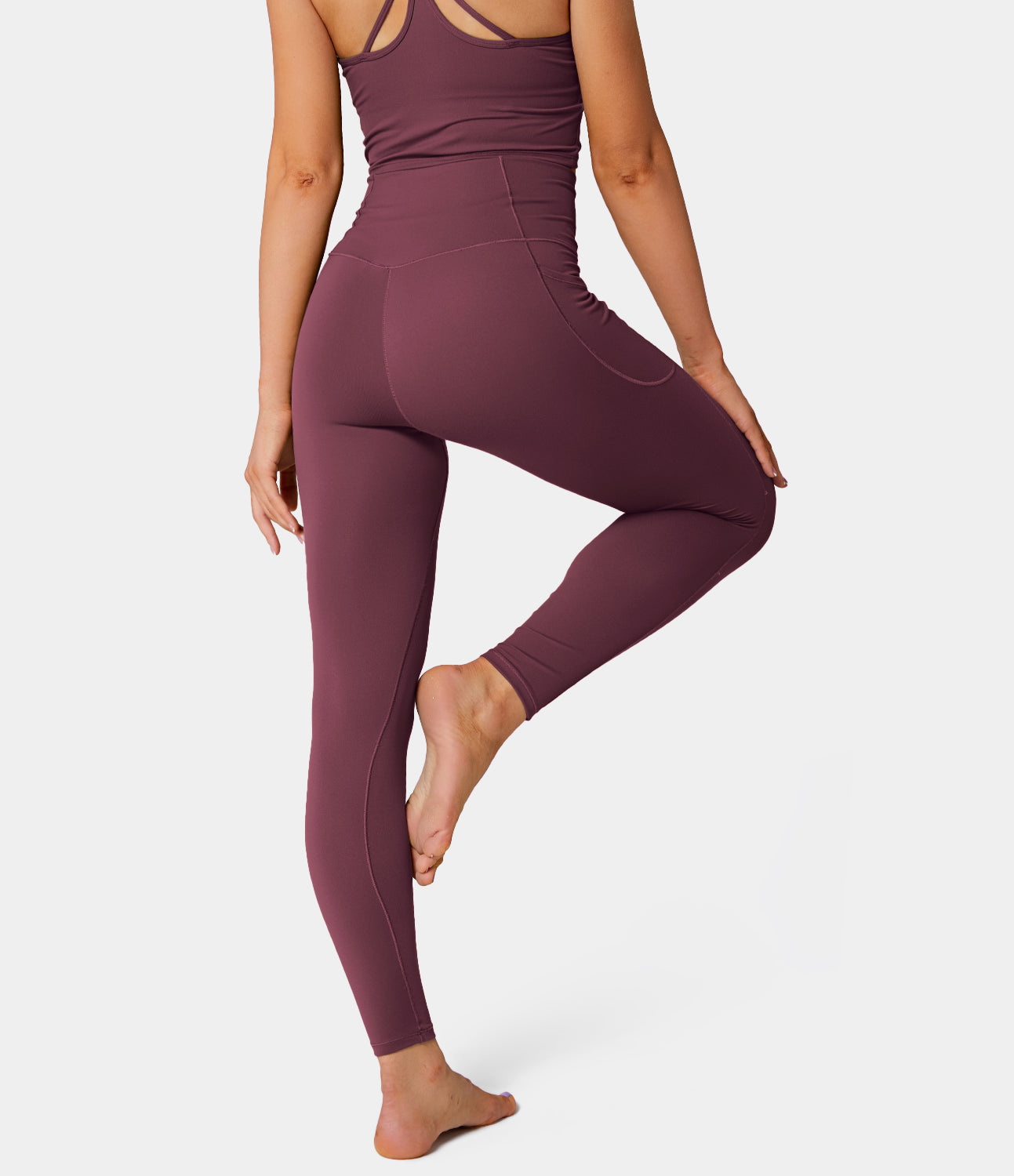 Cloudful® Crossover Pocket Plain 7/8 Leggings-xinru shop