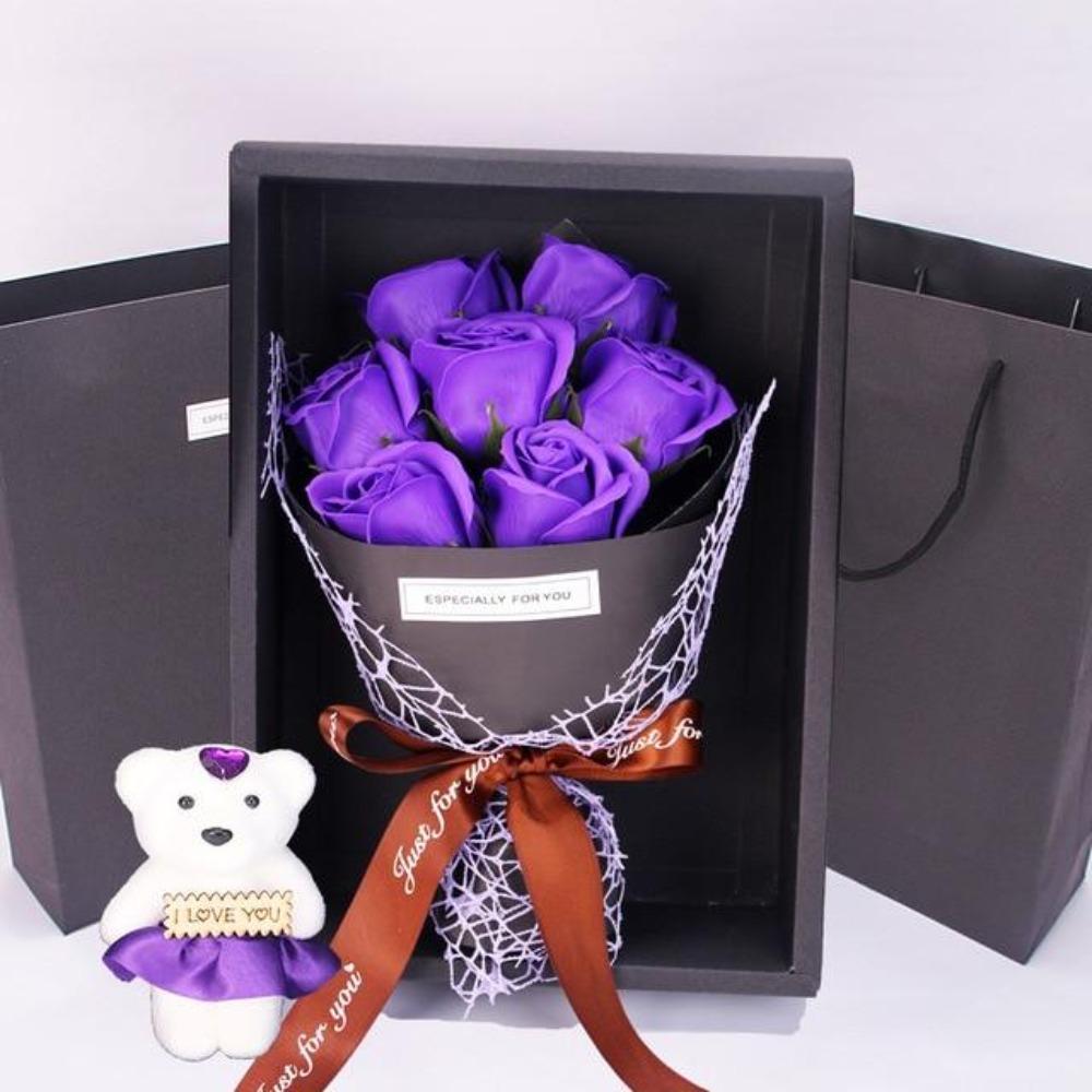 Rose Teddy Bear Bouquet Enchanted Soap Flower-xinru