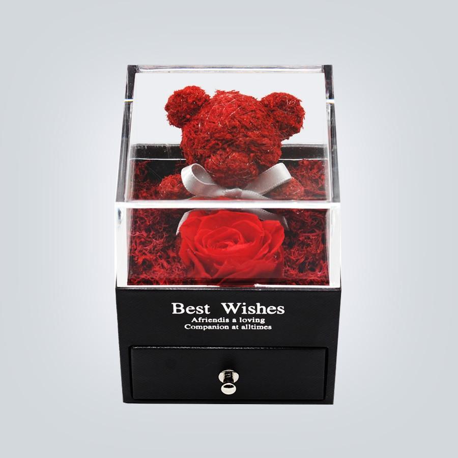 Immortal Preserved Rose Teddy Bear Box Display-xinru