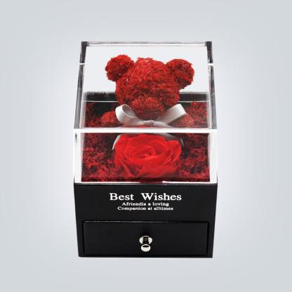 Immortal Preserved Rose Teddy Bear Box Display-xinru