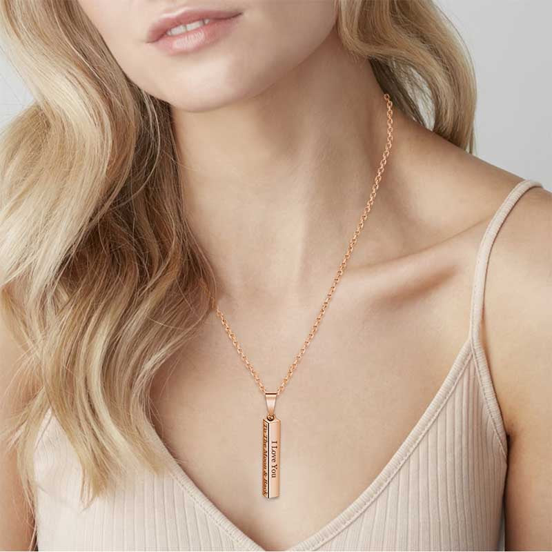 Mother's Day Gift Personalized Custom Engraved 3D Bar Necklace-xinru