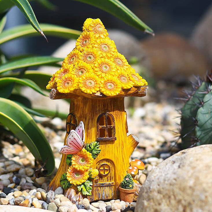 Solar Resin Tree House Outdoor LED Decorative Garden Light-xinru