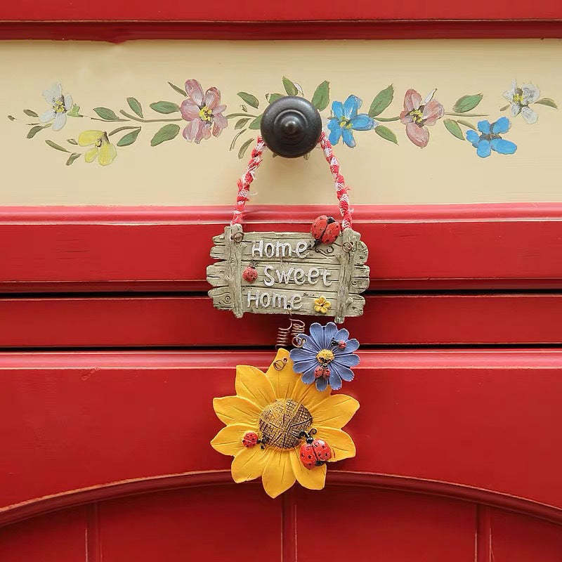 Ladybug Sunflower Welcome Door Hanger Set-xinru