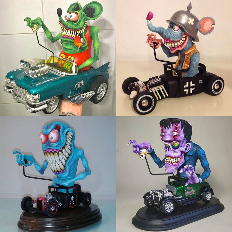 Rat Fink Collectible Model Toy Spooky Halloween Decoration-xinru
