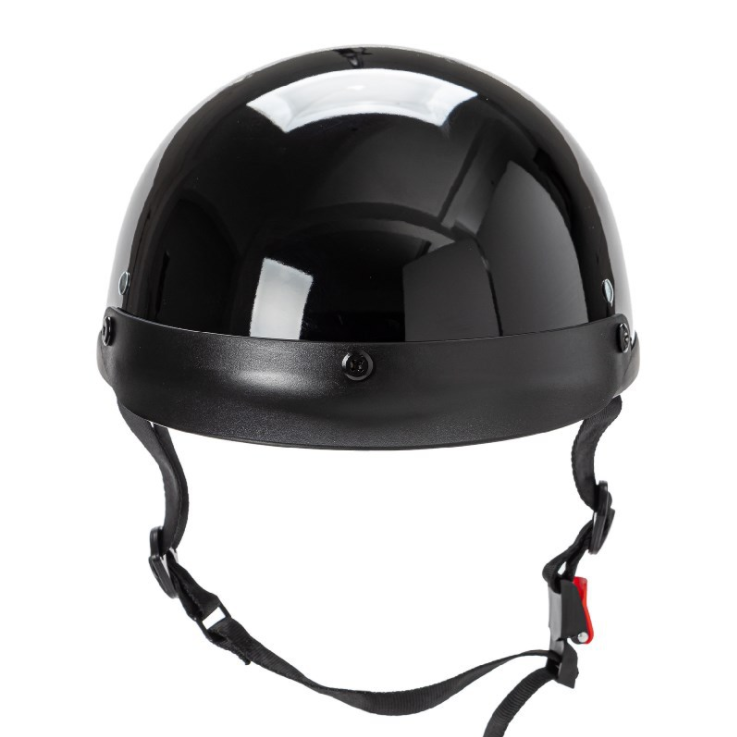 Shiny Motorcycle Half Helmet DOT Bright Black-xinru shop