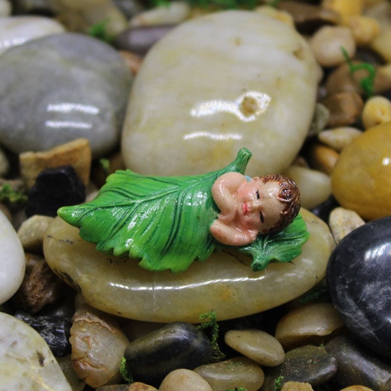 Miniature Fairy Sleeping Elf Baby In Leaf Art Outdoor Resin Statue Garden Deco-xinru