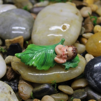 Miniature Fairy Sleeping Elf Baby In Leaf Art Outdoor Resin Statue Garden Deco-xinru