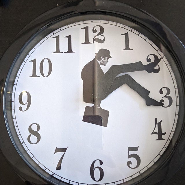 Ministry Of Silly Walks Clock with Glass Front Cover-xinru