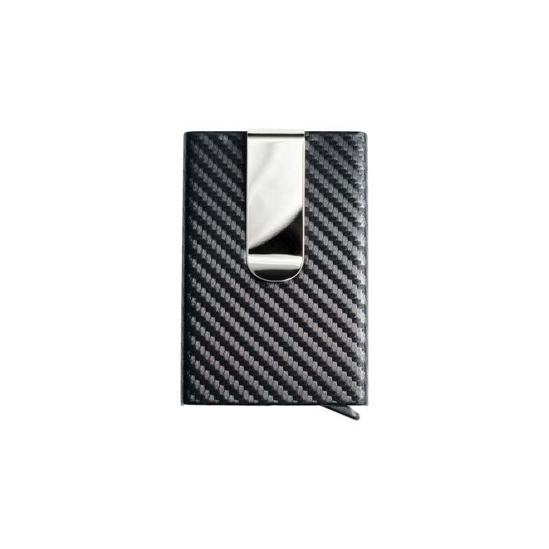 Carbon Fiber Metal Men's Creative Anti-theft Brush Slim Card Holder-xinru