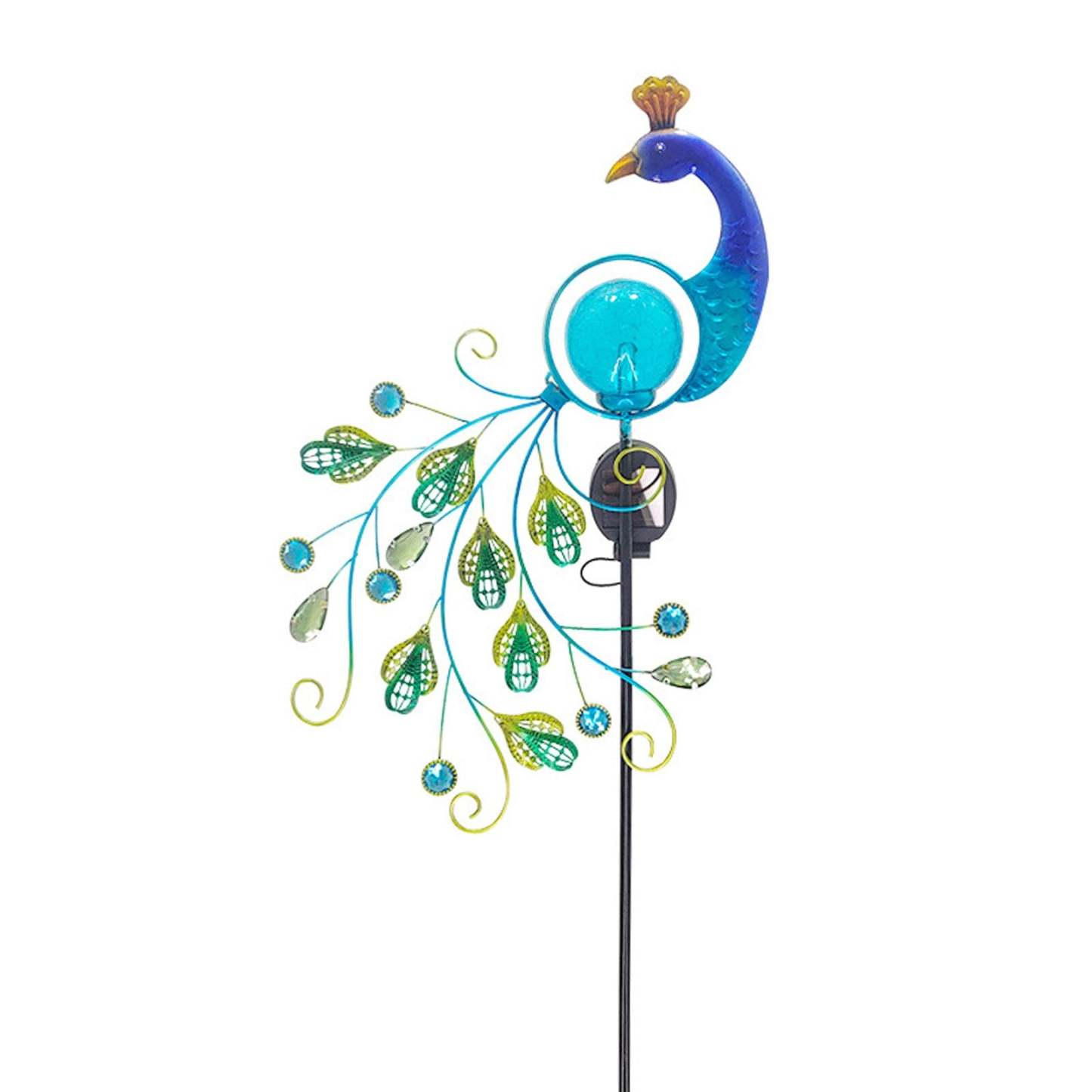 Outdoor Courtyard Garden Waterproof Metal Peacock Solar Light Pile-xinru