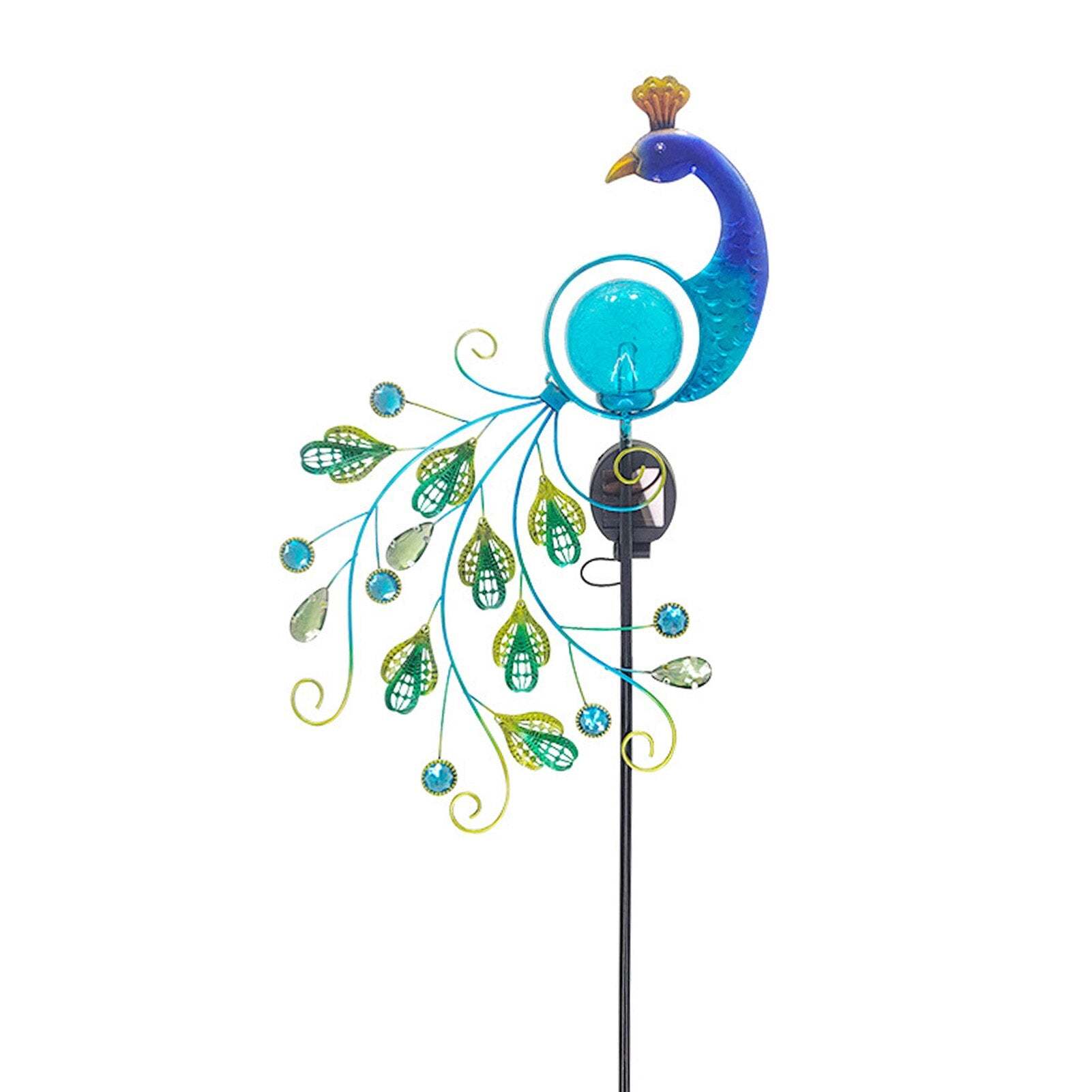 Outdoor Courtyard Garden Waterproof Metal Peacock Solar Light Pile-xinru