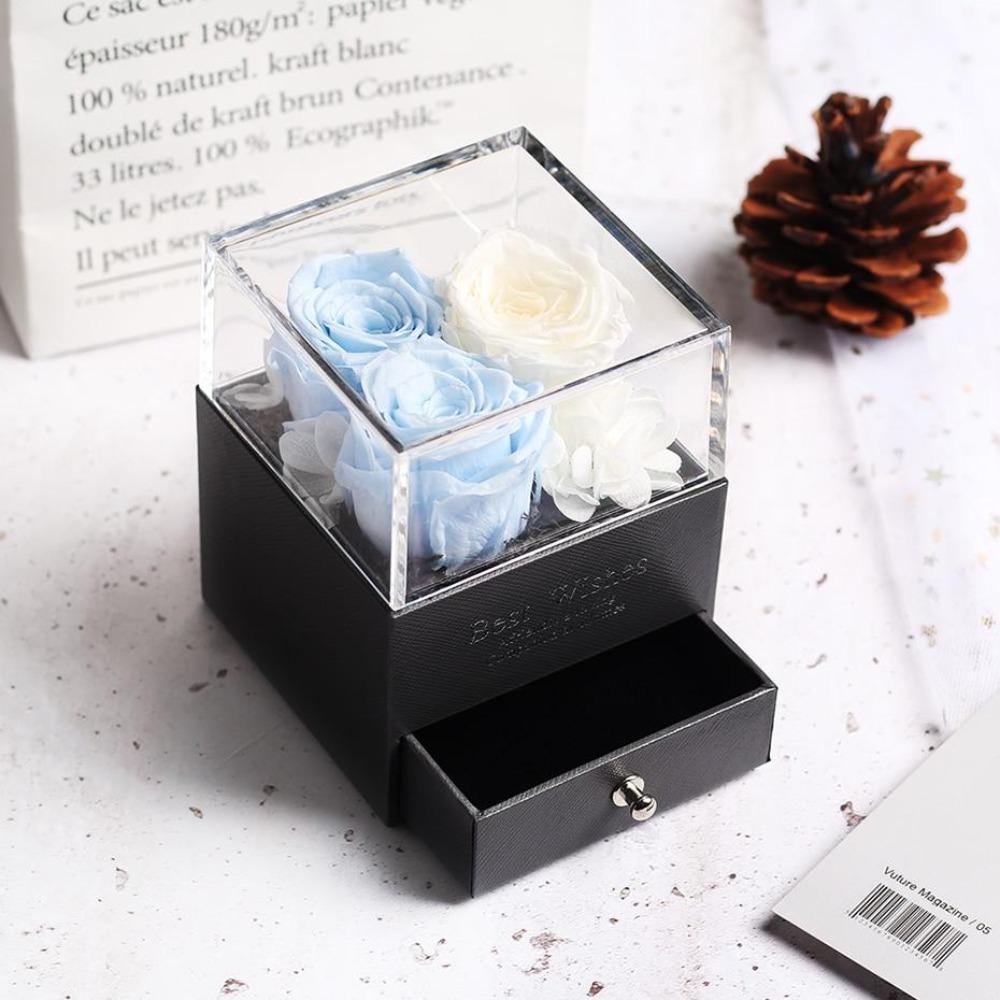 Immortal Preserved Rose Teddy Bear Box Display-xinru
