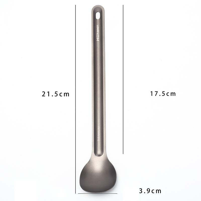 Titanium Spoon Long Handle Spoon Outdoor Camping Hiking Tableware Durable-xinru