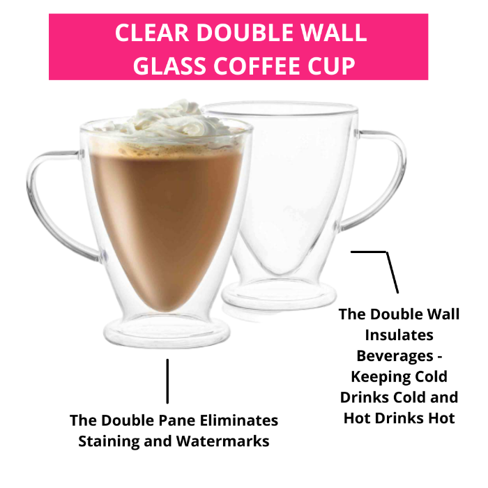 Transparent Double Layer Insulated Glass Coffee Cup-xinru